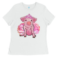White Balerina pig with tutu Ladies Tee - RanaPortraitStore