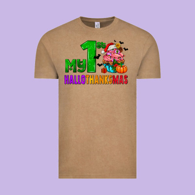 My First Hallothanksmas Vintage Tee Designed By Adodesignshop