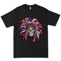Black american flag indian headdress with skull Premium Tee - RanaPortraitStore