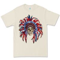 Bone american flag indian headdress with skull Premium Tee - RanaPortraitStore
