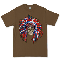 Cacao american flag indian headdress with skull Premium Tee - RanaPortraitStore