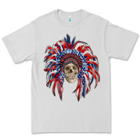 Dove Grey american flag indian headdress with skull Premium Tee - RanaPortraitStore