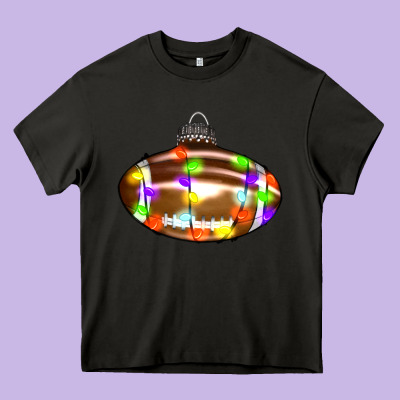 Christmas Football Heavy Core Tee Designed By Ranaportraitstore