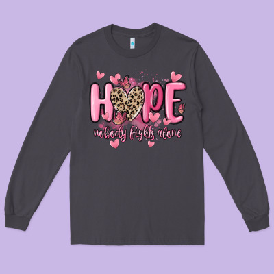 Hope Nobody Fights Alone Long Sleeve Tee Designed By Maliassmallbusiness