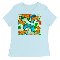 Baby Blue gaming controller Ladies Tee - JahusDesignShop
