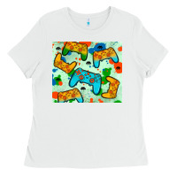 White gaming controller Ladies Tee - JahusDesignShop