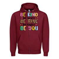 Burgundy be kind be brave be true be happy be you Zipper Hoodie - MaliasSmallBusiness