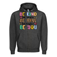 Charcoal Heather be kind be brave be true be happy be you Zipper Hoodie - MaliasSmallBusiness