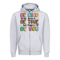 Heather Grey be kind be brave be true be happy be you Zipper Hoodie - MaliasSmallBusiness