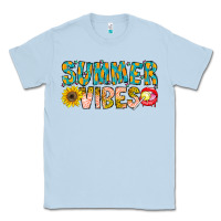 Dusty Blue Summer Vibes Classic Tee - CowhideDigitalArt