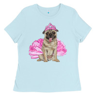 Baby Blue Balerina pug with tutu Ladies Tee - RanaPortraitStore
