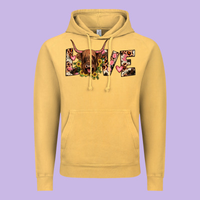 Highland Cow Love Vintage Hoodie Designed By Jahusdesignshop