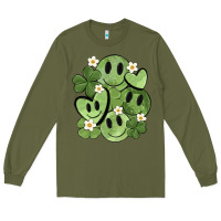 Army Green st. patrick's day green smile Long Sleeve Tee - MaliasSmallBusiness