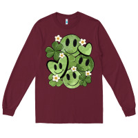 Burgundy st. patrick's day green smile Long Sleeve Tee - MaliasSmallBusiness