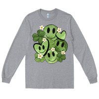 Heather Grey st. patrick's day green smile Long Sleeve Tee - MaliasSmallBusiness