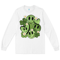 White st. patrick's day green smile Long Sleeve Tee - MaliasSmallBusiness