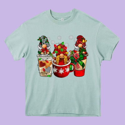 Christmas Coffee Gnome Heavy Core Tee Designed By Barkaloodesign