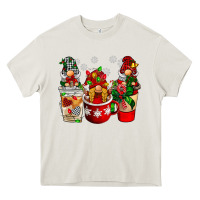 Cream Christmas coffee gnome Heavy Core Tee - BarkalooDesign