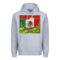Heather Grey Mexican Flag Premium Hoodie - texasbilliewilder
