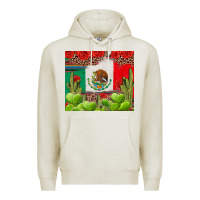 Oatmeal Heather Mexican Flag Premium Hoodie - texasbilliewilder
