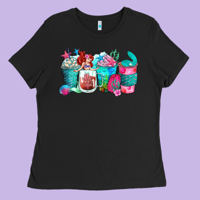 Mermaid Coffee Cups Ladies Tee Designed By Zillion Design Studio