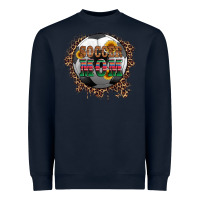 Navy soccer mom with serape and leopard Heavyweight Sweatshirt - Artiststas