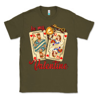 Army Green be my valentine with playing cards and key Classic Tee - AdoDesignShop