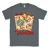Charcoal Heather be my valentine with playing cards and key Classic Tee - AdoDesignShop