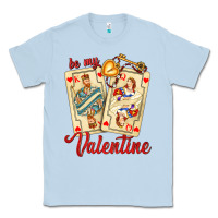Dusty Blue be my valentine with playing cards and key Classic Tee - AdoDesignShop