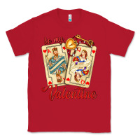 Red be my valentine with playing cards and key Classic Tee - AdoDesignShop