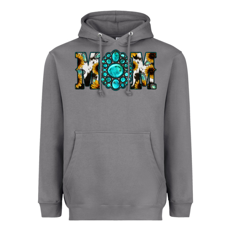 Sunflower Turquoise Gemstone Cowhide Mom Heavyweight Hoodie by Bettercallsaul | Teevron