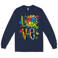 Navy autism love Long Sleeve Tee - MaliasSmallBusiness