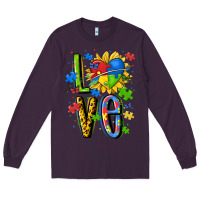 Plum autism love Long Sleeve Tee - MaliasSmallBusiness