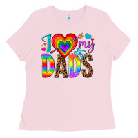 Bubblegum Pink i love my dads Ladies Tee - texasbilliewilder
