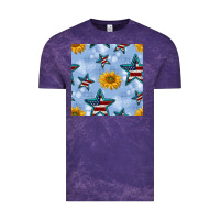Cloud Purple patriotic stars and sunflower Vintage Tee - BundleAndBundleShop