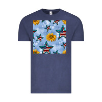 Vintage Denim patriotic stars and sunflower Vintage Tee - BundleAndBundleShop