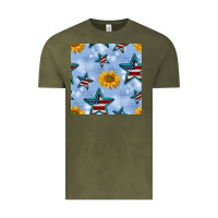 Vintage Olive patriotic stars and sunflower Vintage Tee - BundleAndBundleShop