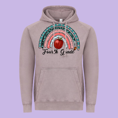 Fourth Grade Rainbow Vintage Hoodie Designed By Ranaportraitstore