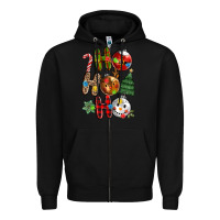 Black ho ho ho with Zipper Hoodie - MaliasSmallBusiness