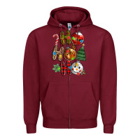 Burgundy ho ho ho with Zipper Hoodie - MaliasSmallBusiness