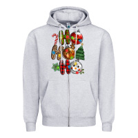 Heather Grey ho ho ho with Zipper Hoodie - MaliasSmallBusiness
