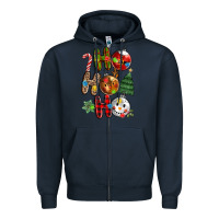 Navy ho ho ho with Zipper Hoodie - MaliasSmallBusiness
