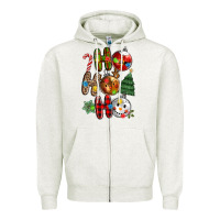 Oatmeal Heather ho ho ho with Zipper Hoodie - MaliasSmallBusiness