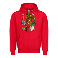 Red ho ho ho with Zipper Hoodie - MaliasSmallBusiness