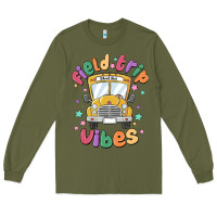 Army Green field trip vibes Long Sleeve Tee - MaliasSmallBusiness