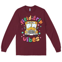 Burgundy field trip vibes Long Sleeve Tee - MaliasSmallBusiness