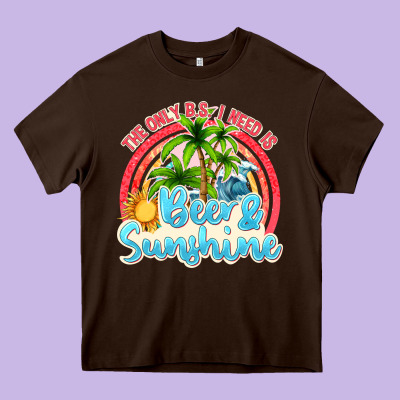 Beer And Sunshine Heavy Core Tee Designed By Texasbilliewilder