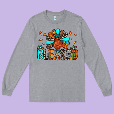 Blessed Turkey Long Sleeve Tee Designed By Jahusdesignshop