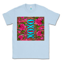 Dusty Blue xoxo valentine's day pink roses and hearts Classic Tee - Jasminsmagicworld