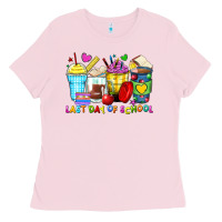 Bubblegum Pink last day of school coffee cups Ladies Tee - Zillion Design Studio